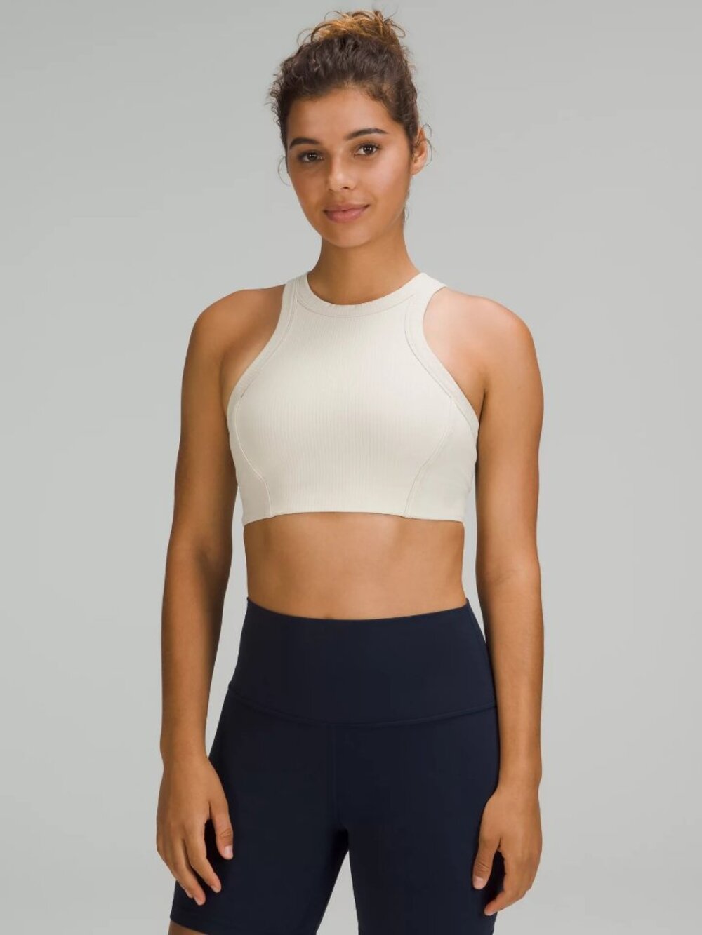 lululemon Ribbed Nulu High-Neck Yoga Bra Natural Ivory Size 8